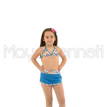 2014 AZRA Küçük Üçgen Fırfırlı Etekli Kız Çocuk Bikini