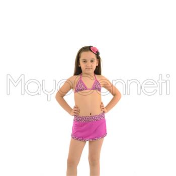 2014 AZRA Küçük Üçgen Fırfırlı Etekli Kız Çocuk Bikini