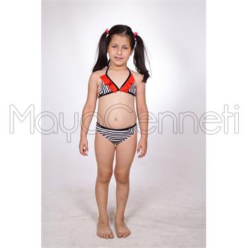 Dagi fırfırlı kız çocuk bikini - siyah