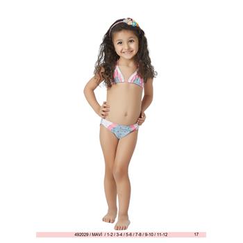 Sunset küçük üçgen kız çocuk bikini - buz mavi