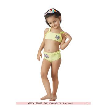 Sunset yüzücü fırfırlı şortlu kız çocuk bikini - sarı