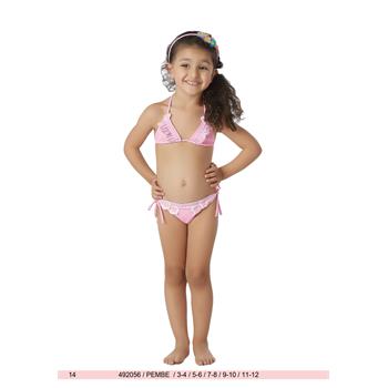 Sunset küçük üçgen kız çocuk bikini - pembe