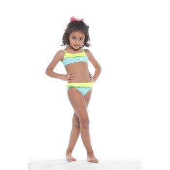 Sunset fırfırlı kız çocuk bikini - mavi