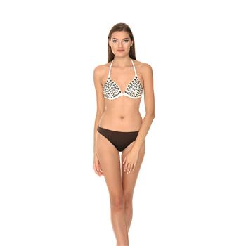 Dagi kaplı üçgen boncuklu bikini - kahverengi